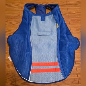 Breathable Dog Cooling Vest in Blue and Orange Reflective Strips